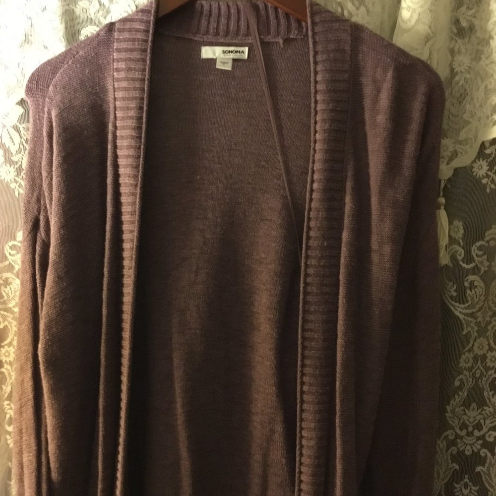 Women's L SONOMA LONG CARDIGAN SWEATER Purple
